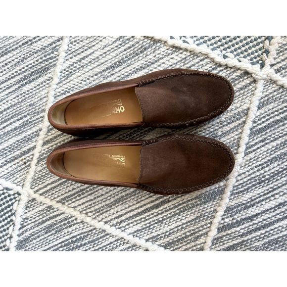 Salvatore Ferragamo brown suede loafers